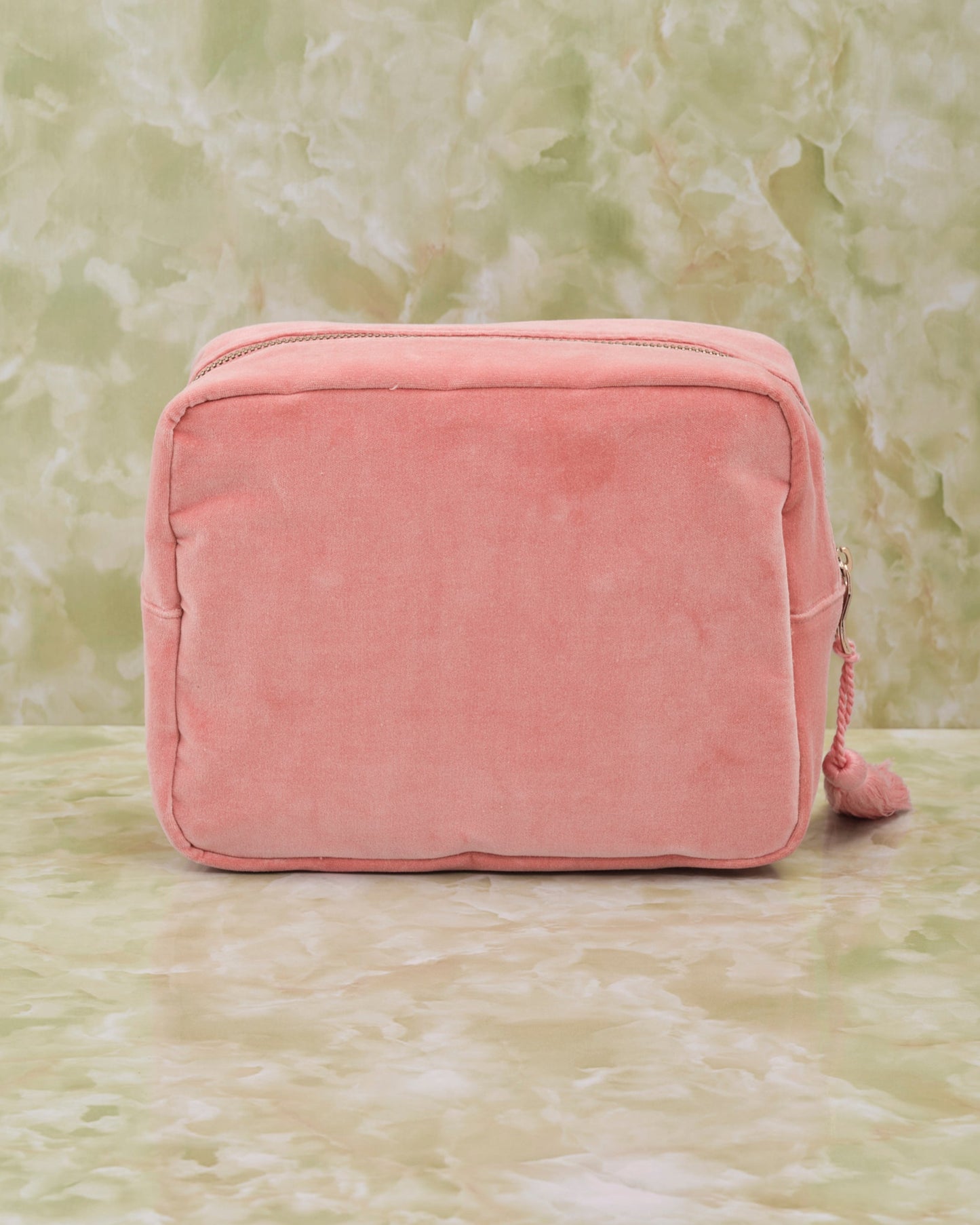 Elephant Coral Velvet Wash Bag
