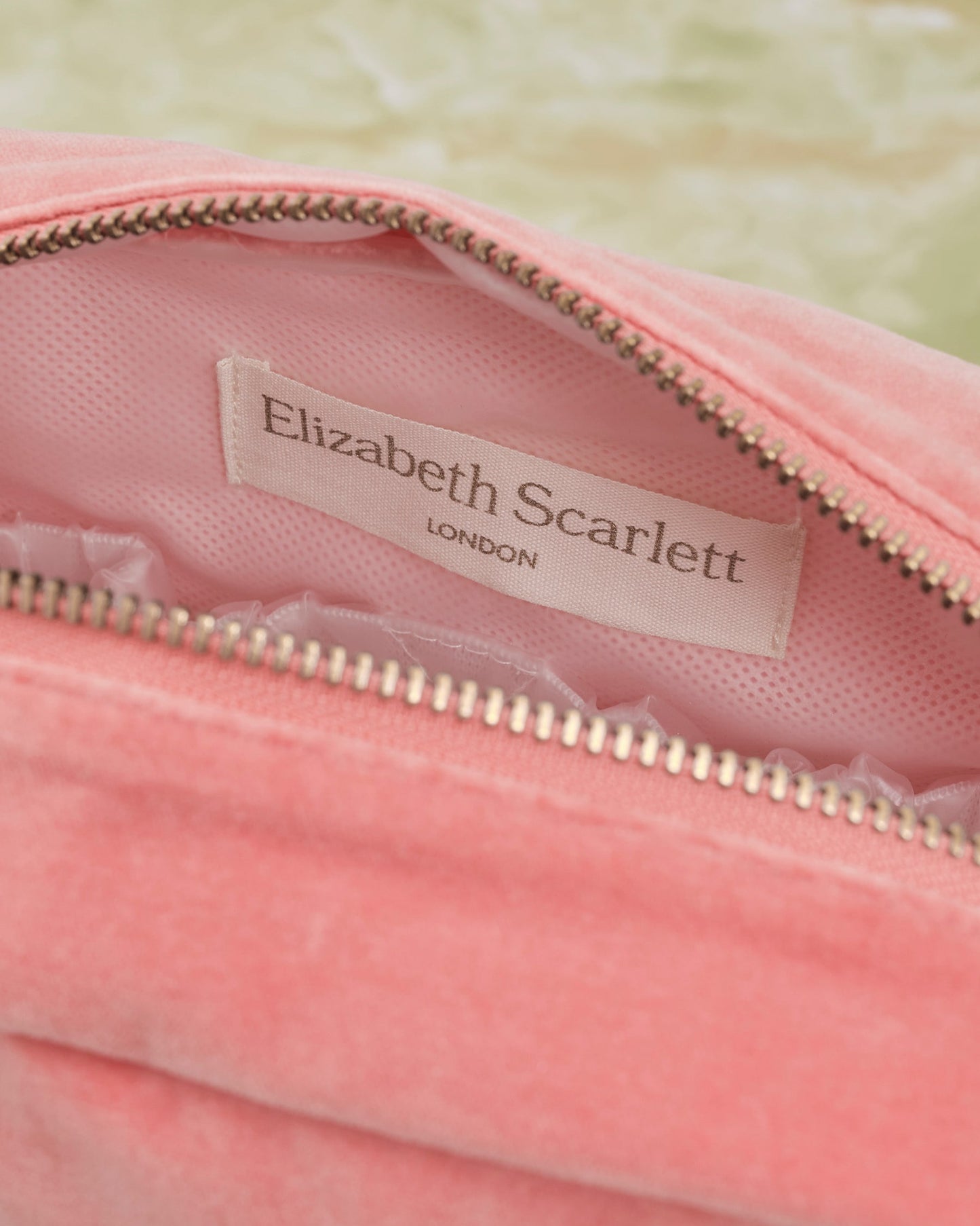 Elephant Coral Velvet Wash Bag