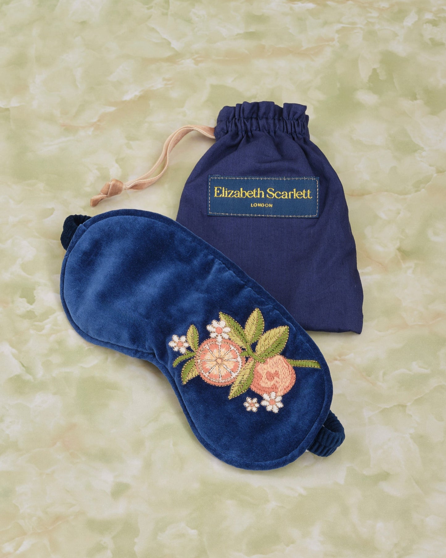 Orange Blossom Cobalt Velvet Eye Mask
