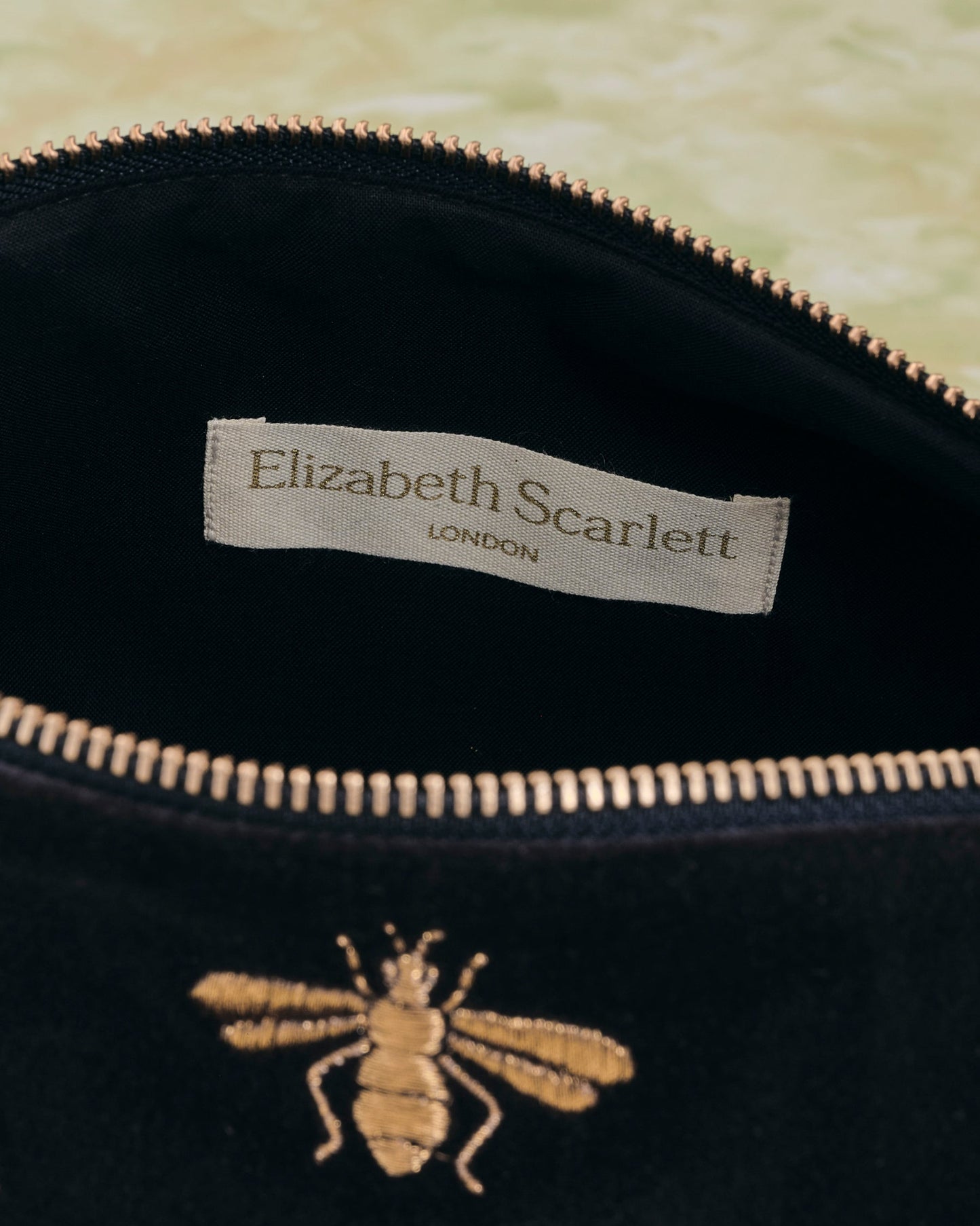 Honey Bee Charcoal Velvet Everyday Pouch