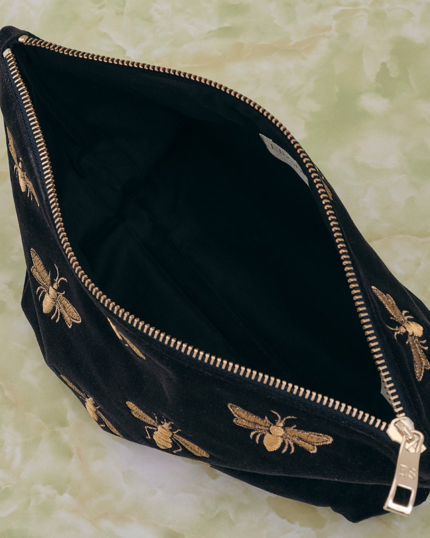 Honey Bee Charcoal Velvet Everyday Pouch