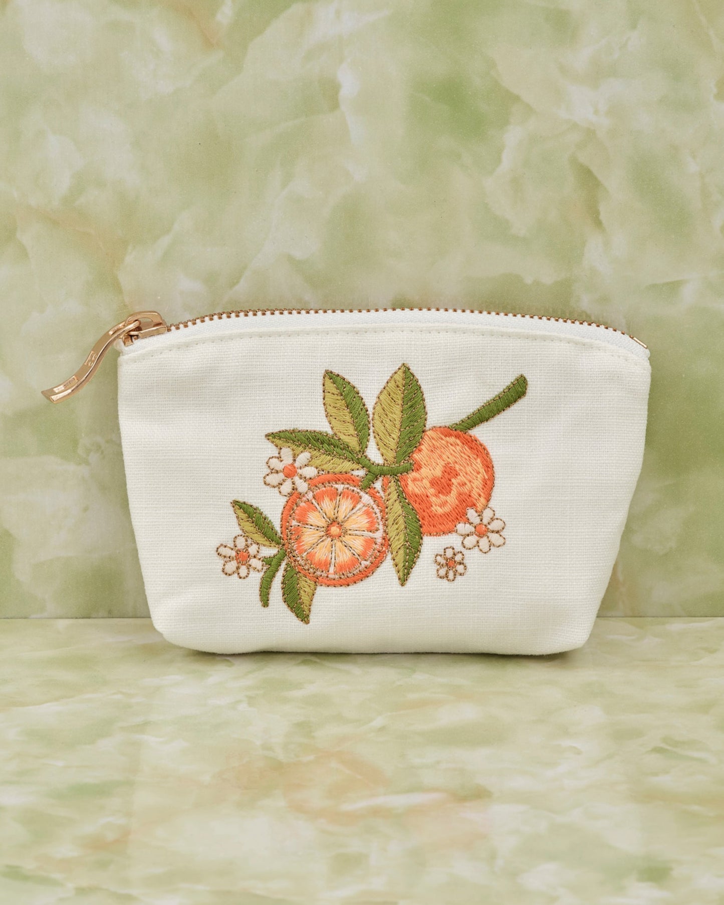 Oranges Blossom White Cotton Coin Purse