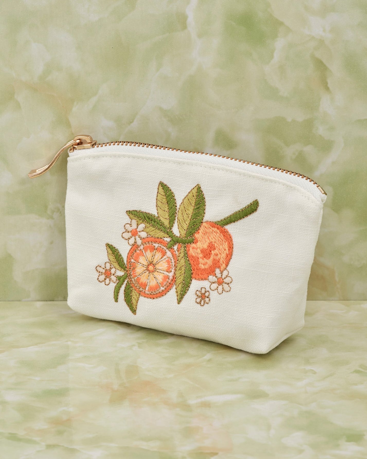 Oranges Blossom White Cotton Coin Purse