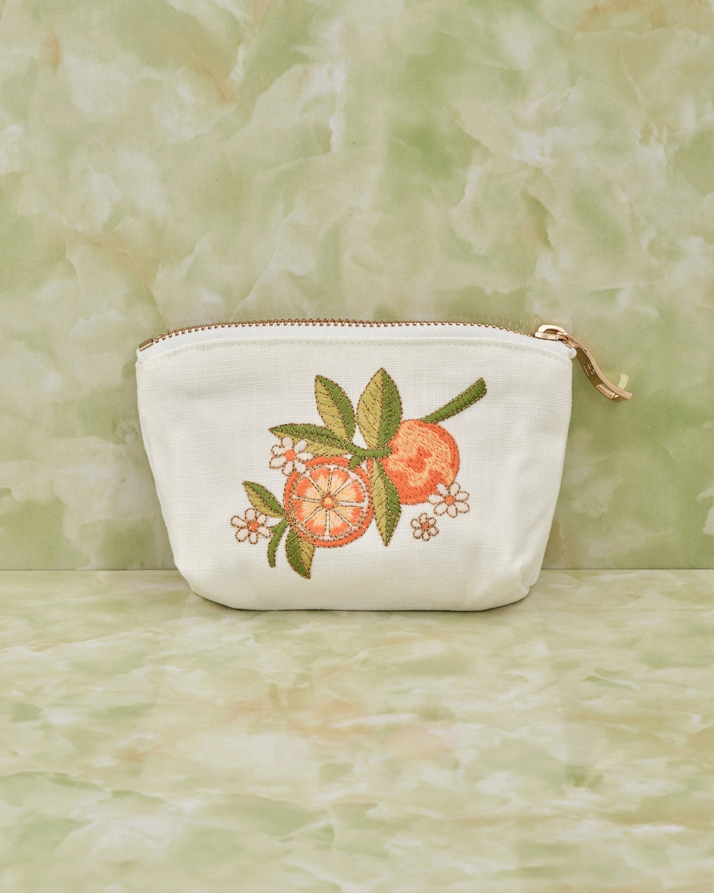 Oranges Blossom White Cotton Coin Purse