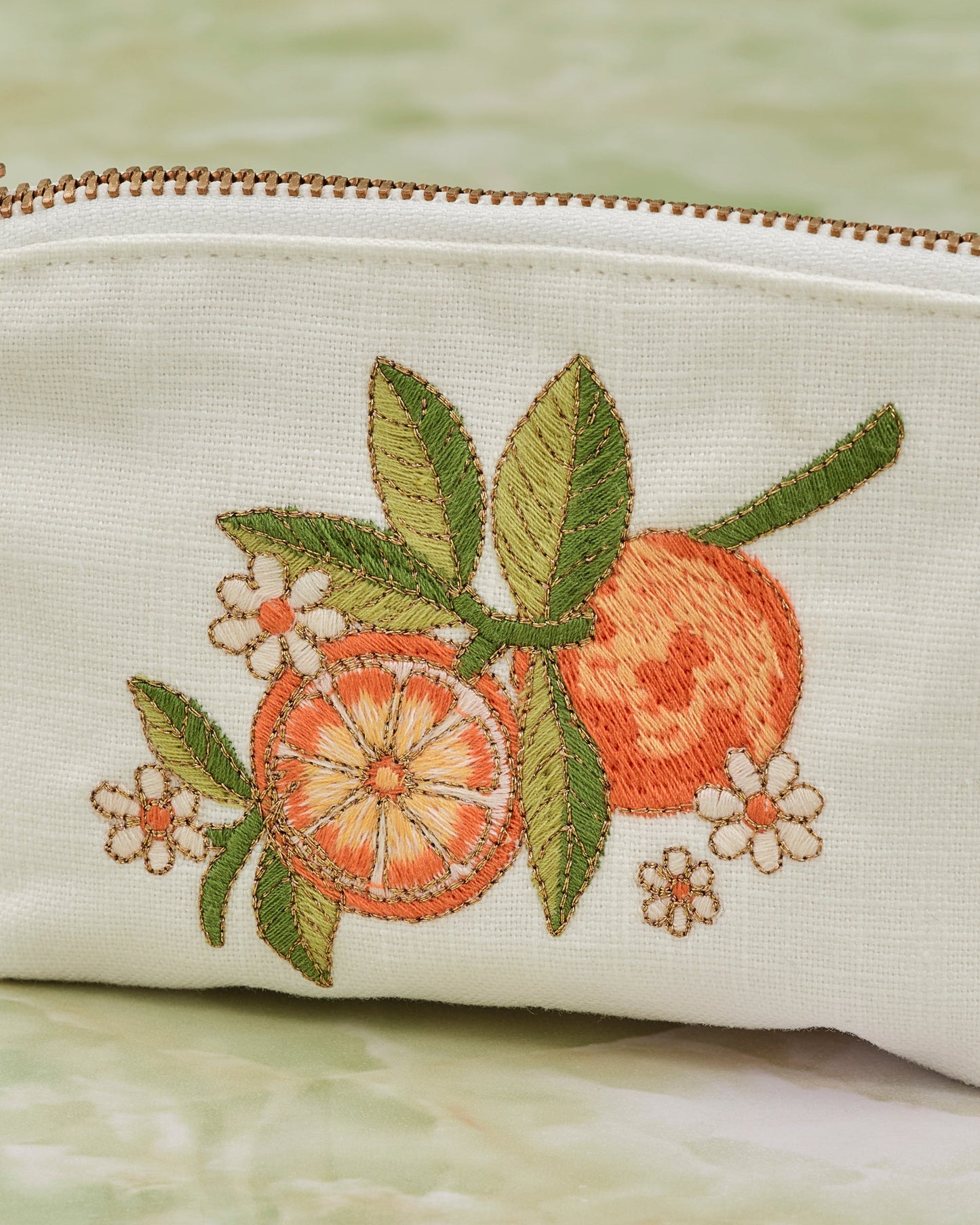 Oranges Blossom White Cotton Coin Purse