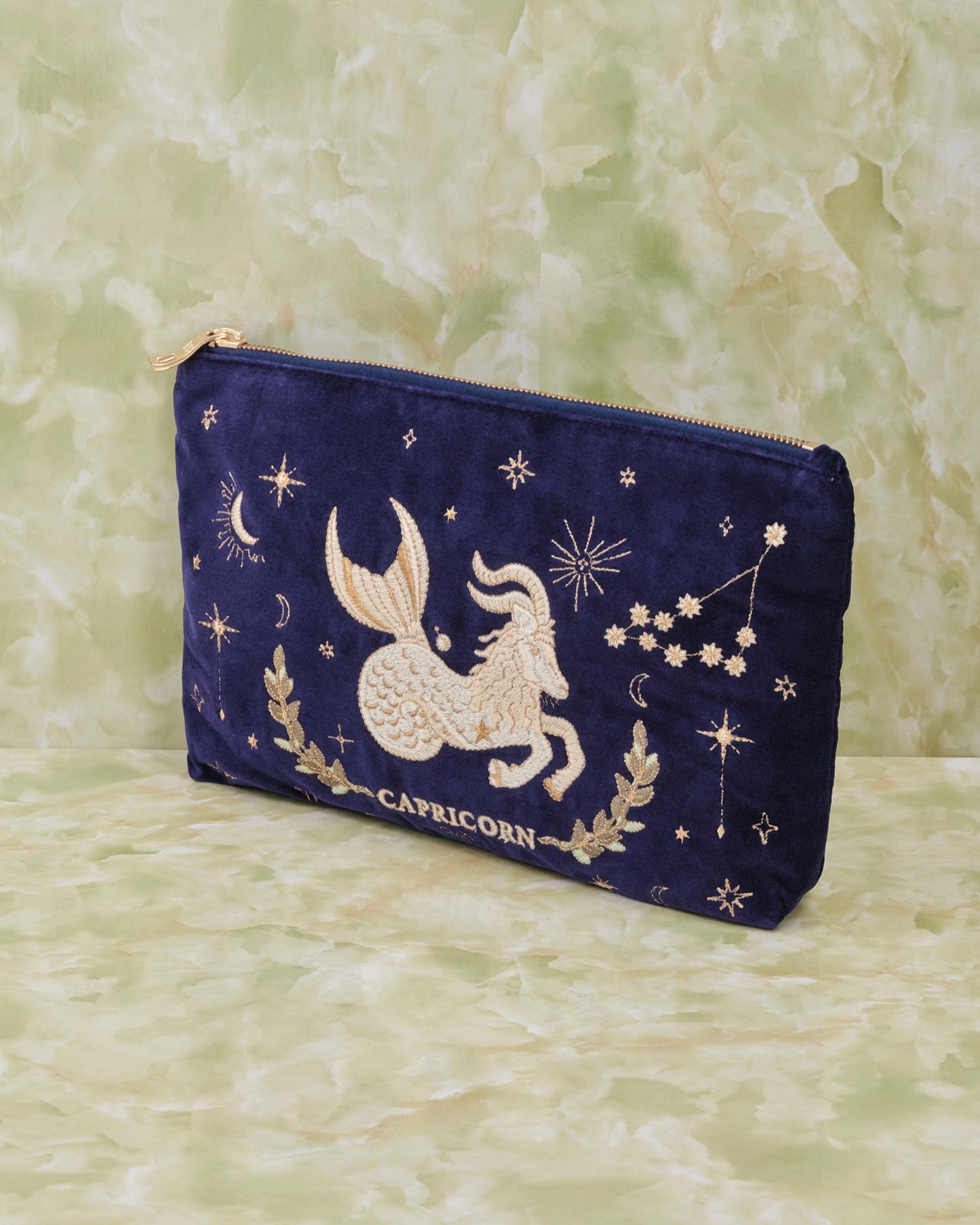 Capricorn Navy Velvet Everyday Pouch