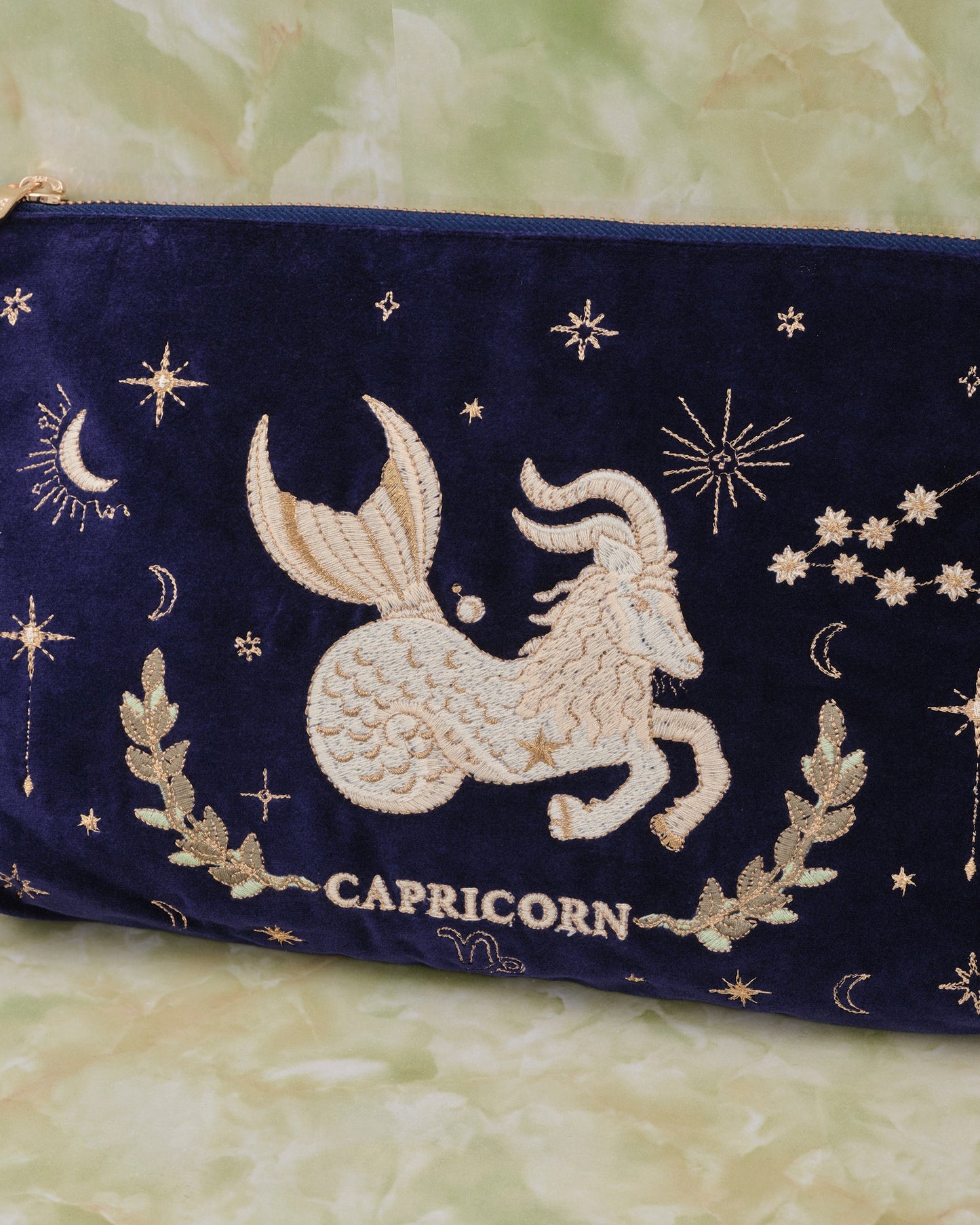 Capricorn Navy Velvet Everyday Pouch