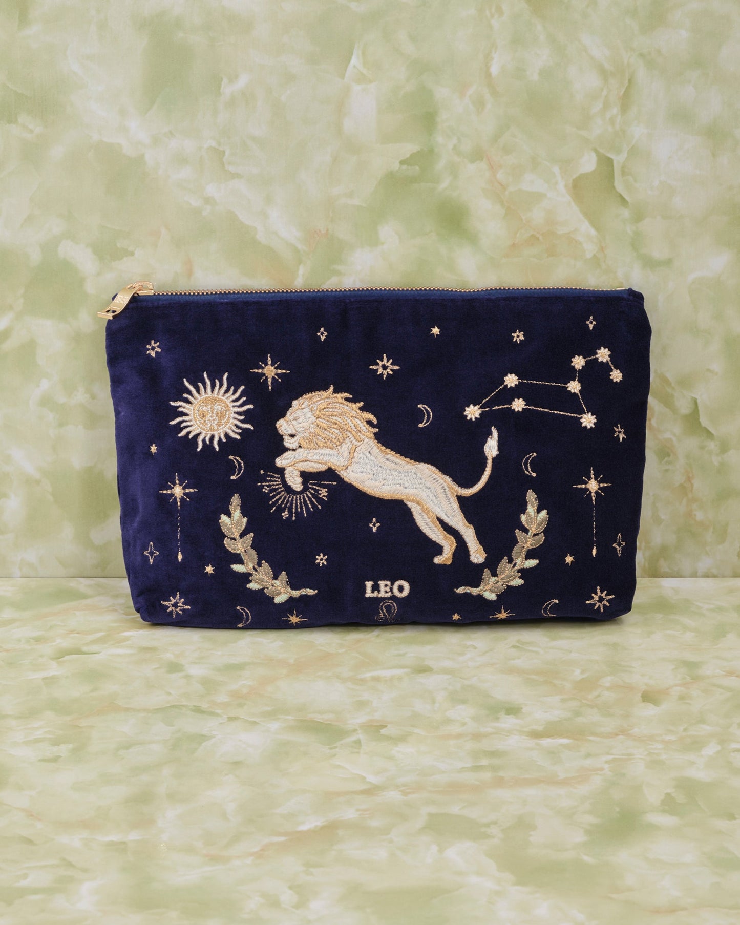 Leo Navy Velvet Everyday Pouch