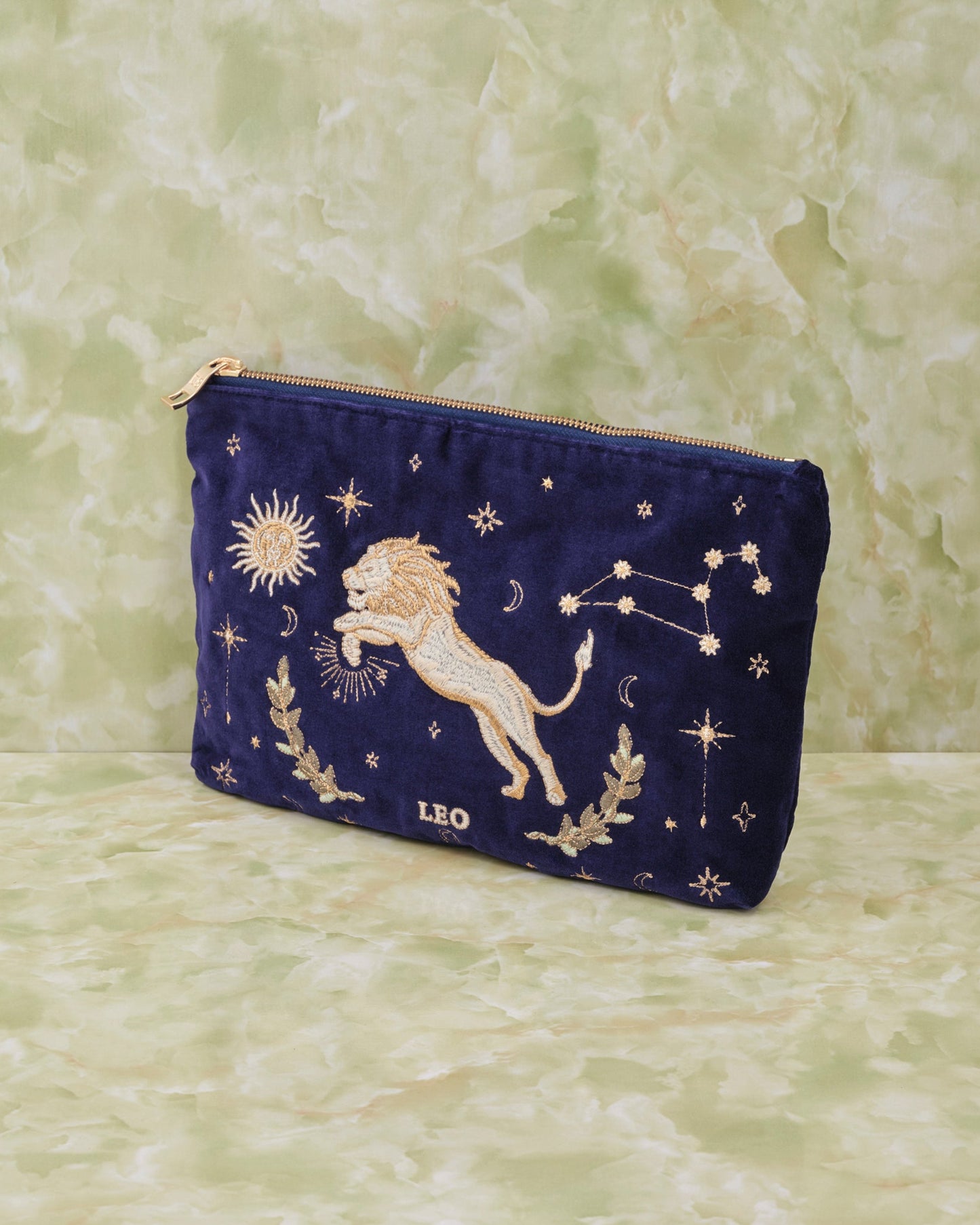 Leo Navy Velvet Everyday Pouch