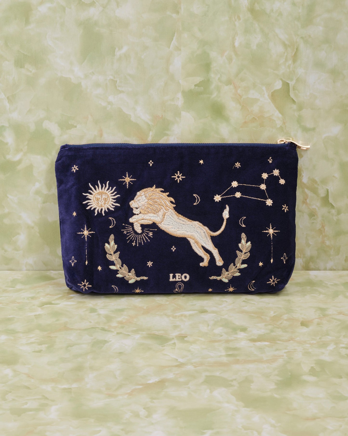 Leo Navy Velvet Everyday Pouch