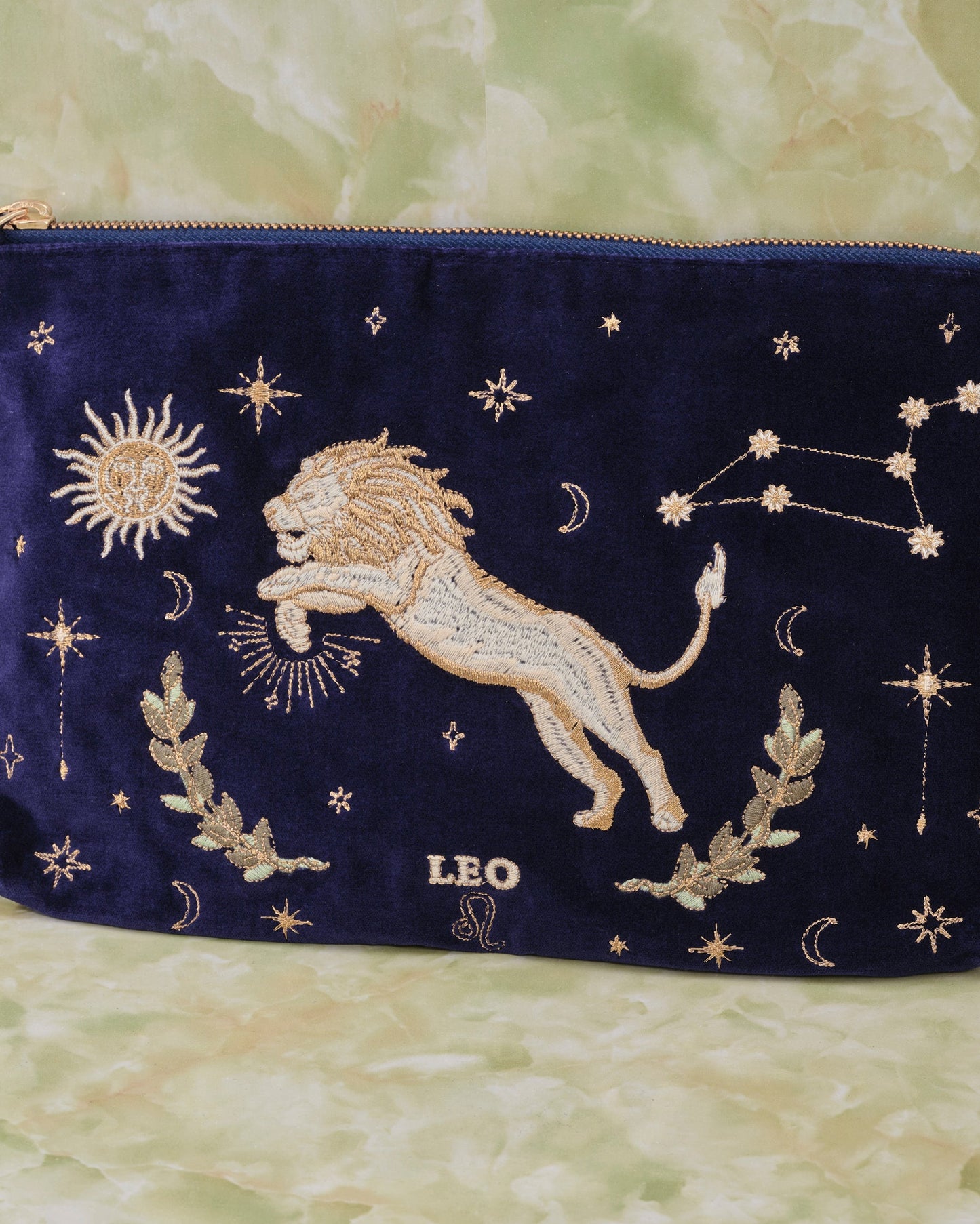 Leo Navy Velvet Everyday Pouch