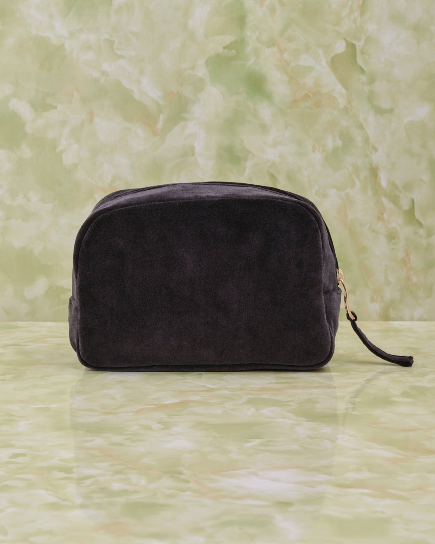 Tropical Jaguar Charcoal Velvet Makeup Bag