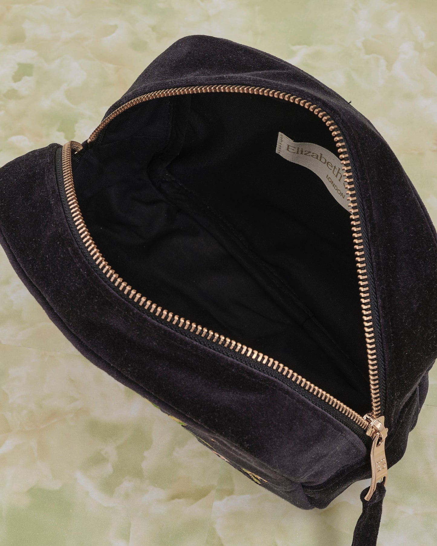 Tropical Jaguar Charcoal Velvet Makeup Bag