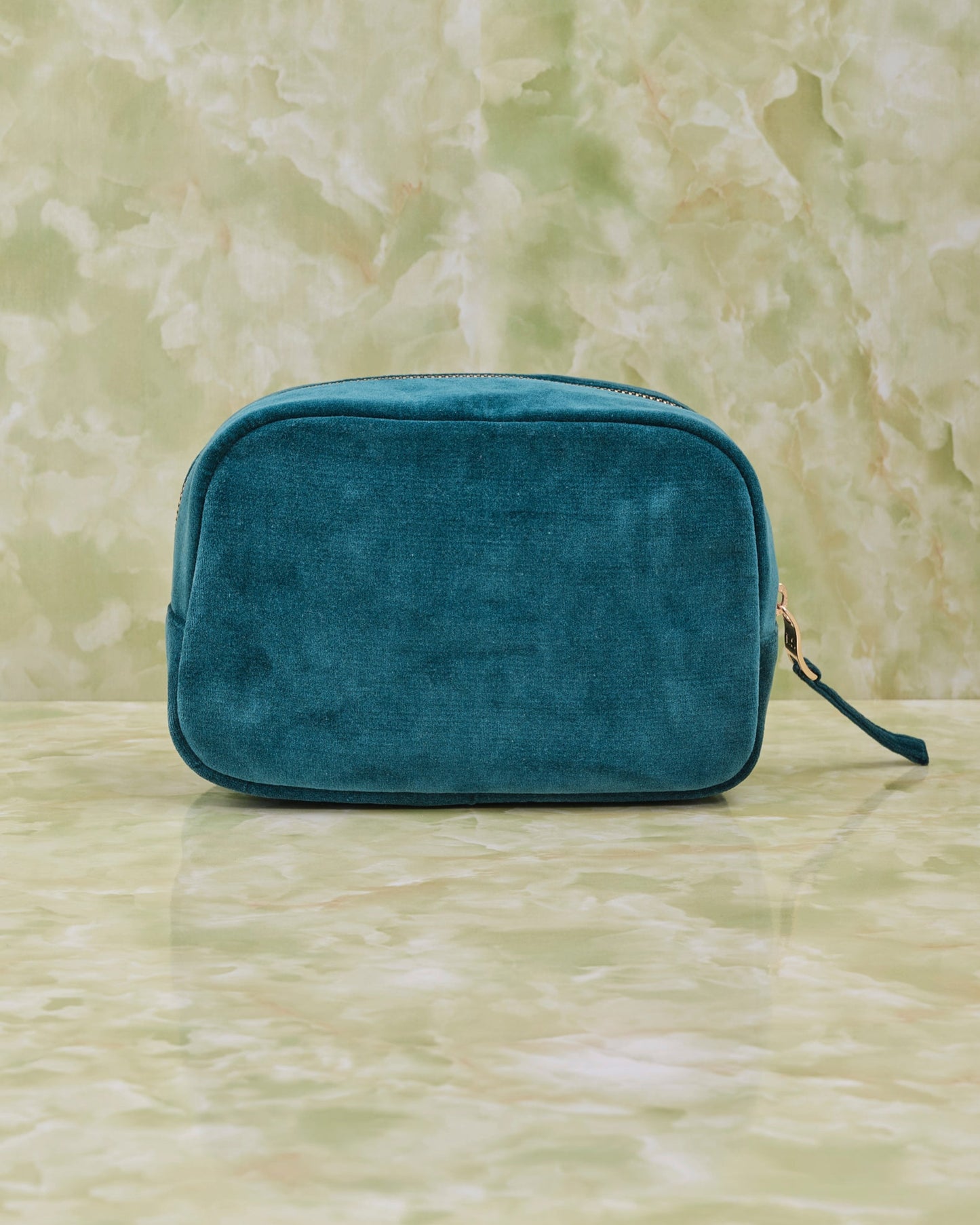 Tropical Jaguar Rich Blue Velvet Makeup Bag