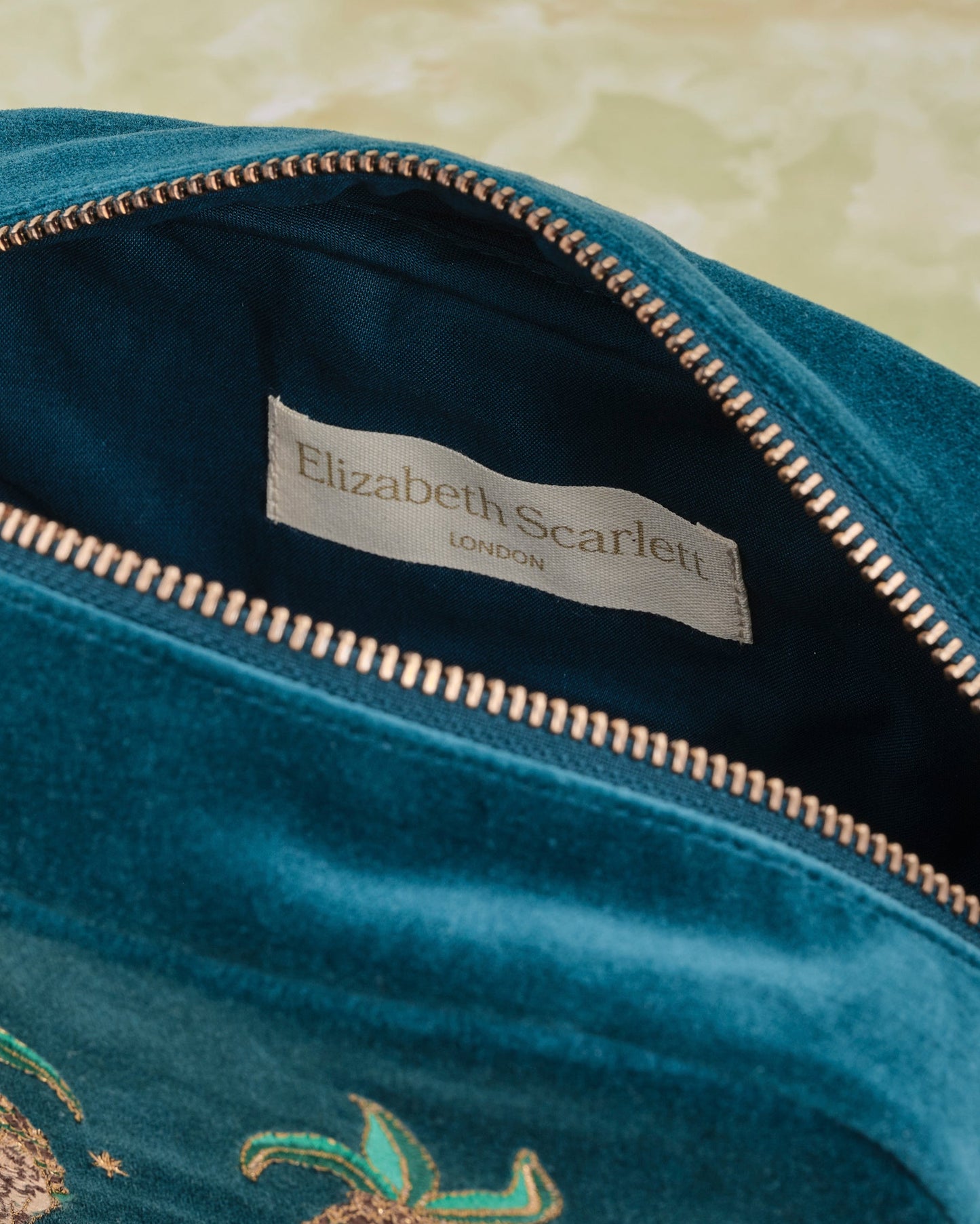 Tropical Jaguar Rich Blue Velvet Makeup Bag