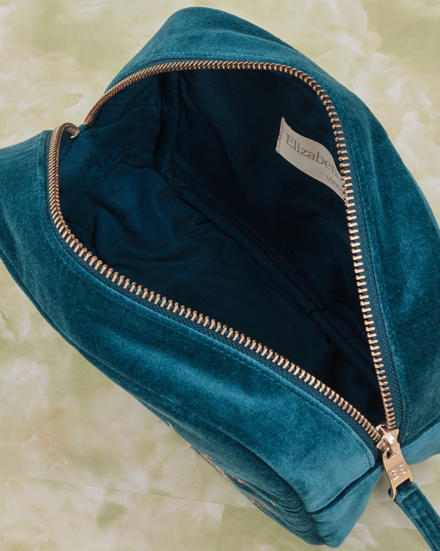 Tropical Jaguar Rich Blue Velvet Makeup Bag