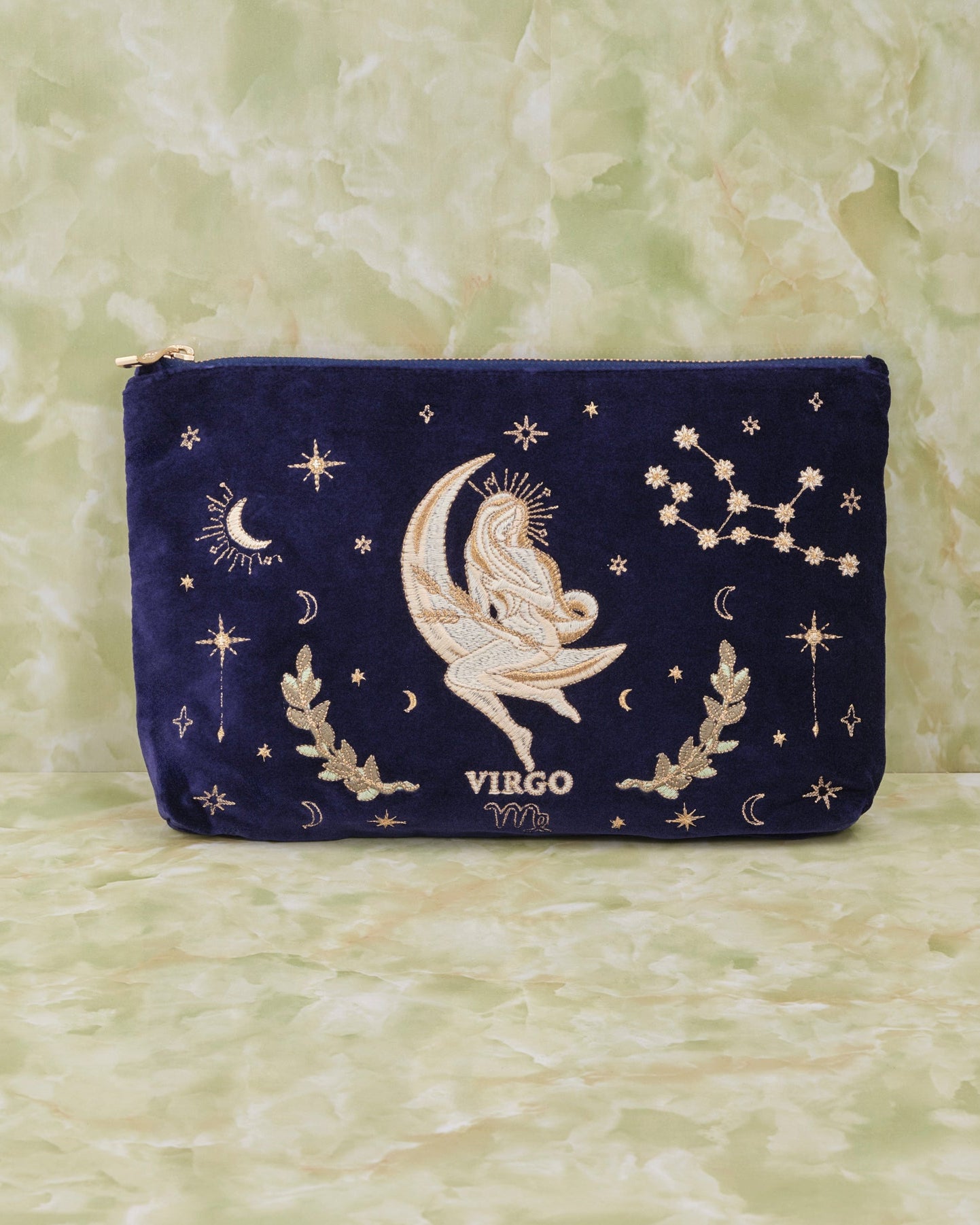 Virgo Navy Velvet Everyday Pouch