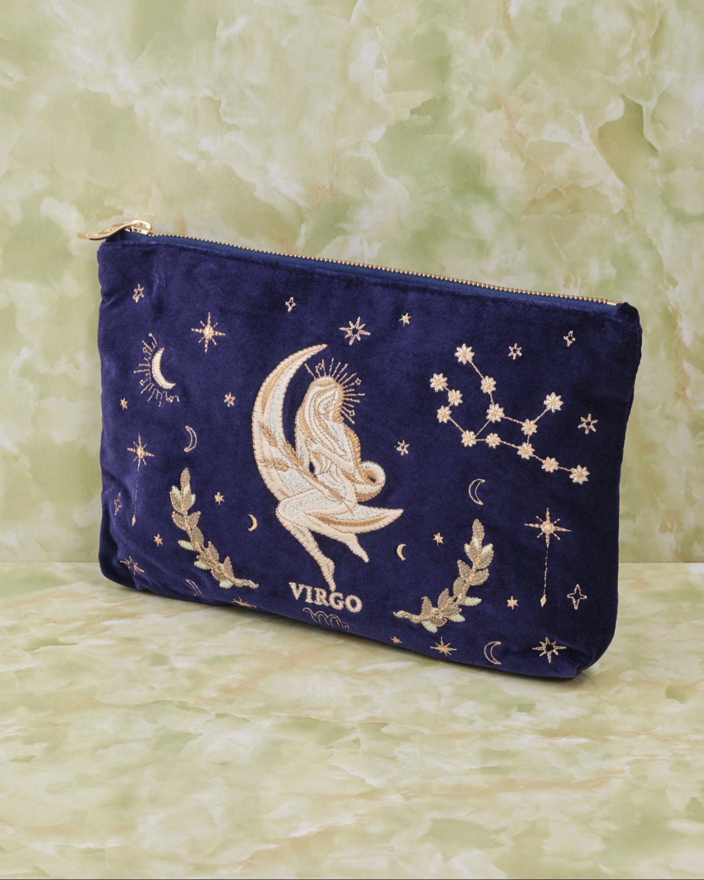 Virgo Navy Velvet Everyday Pouch