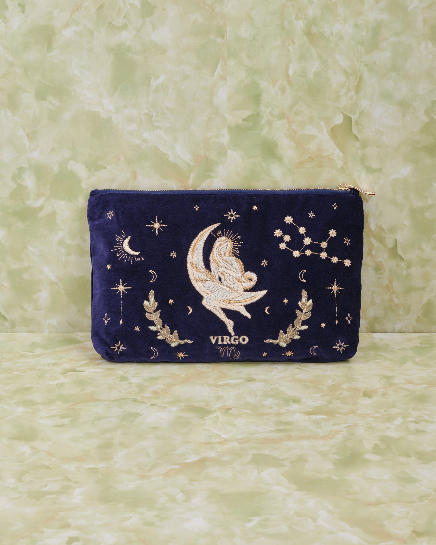 Virgo Navy Velvet Everyday Pouch