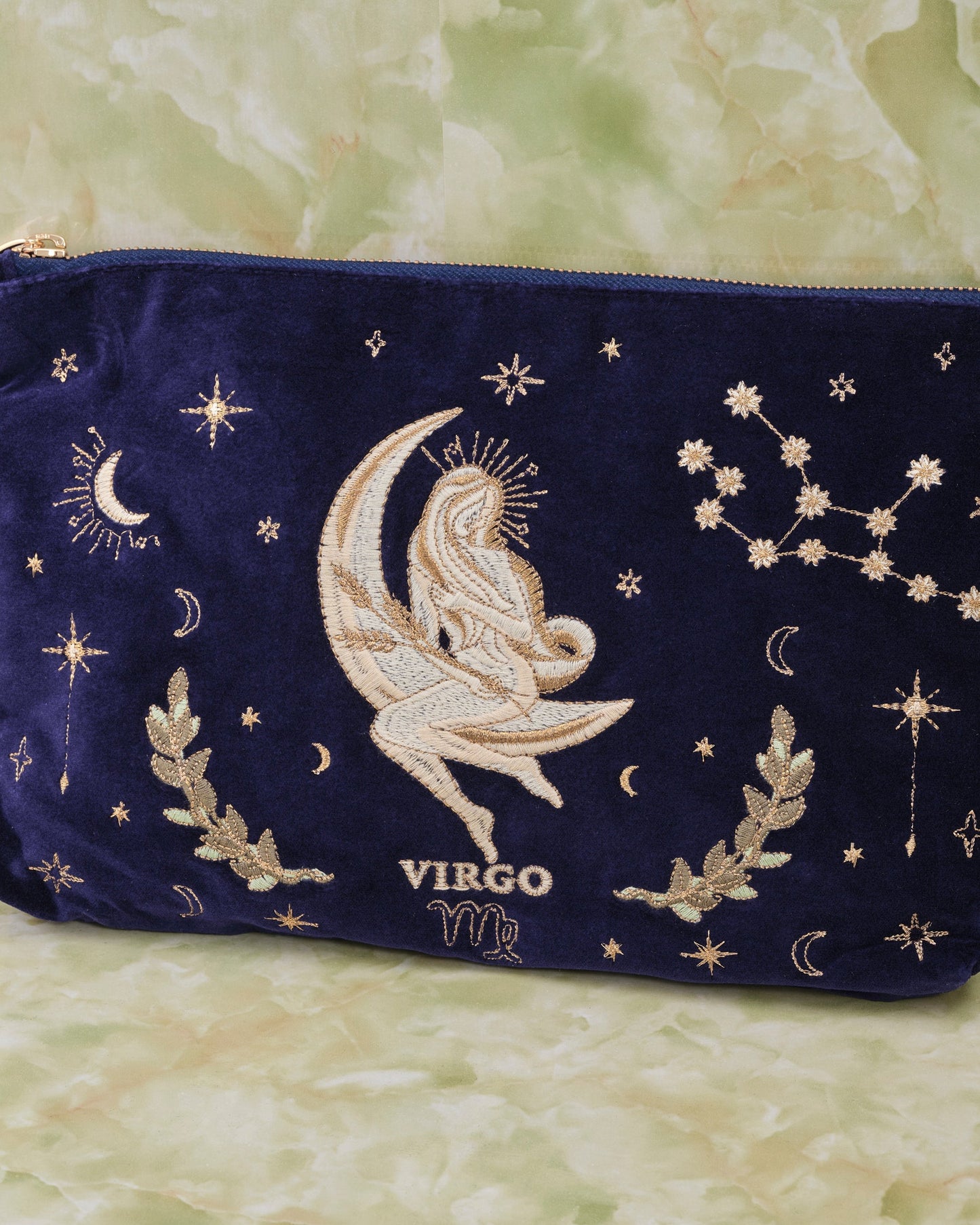 Virgo Navy Velvet Everyday Pouch