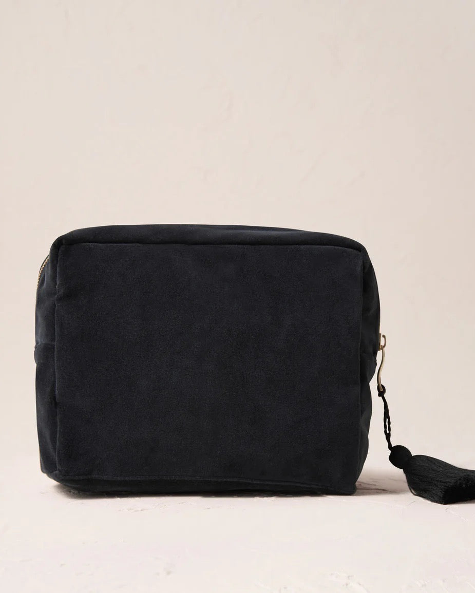 Honey Bee Charcoal Velvet Wash Bag