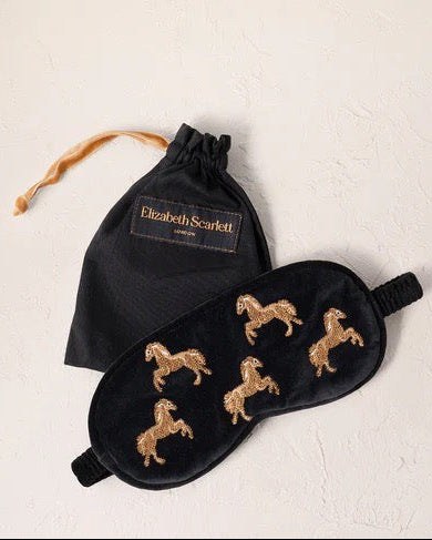 Wild Horses Velvet Eye Mask -Charcoal