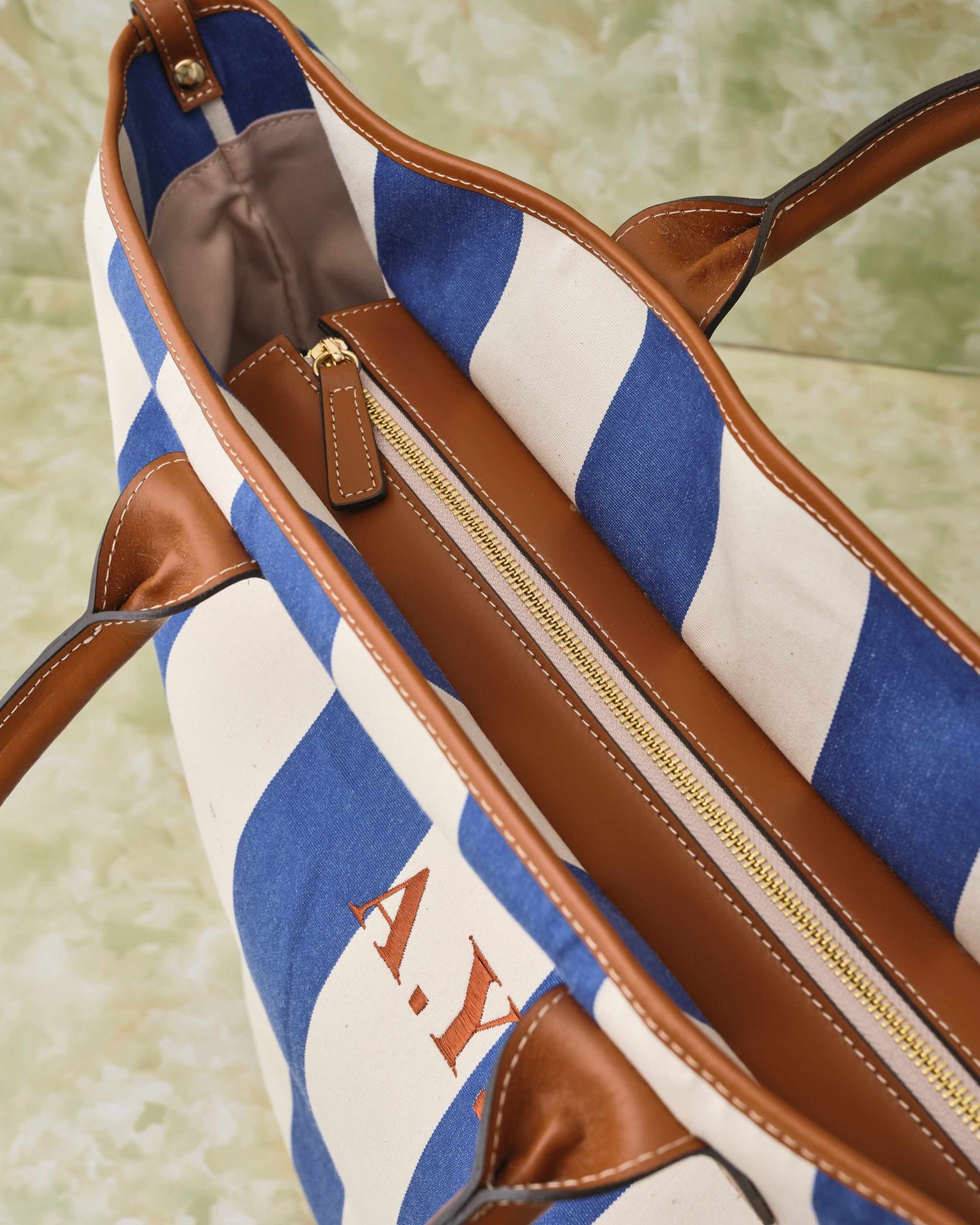 Hand Bag -Cobalt stripe-