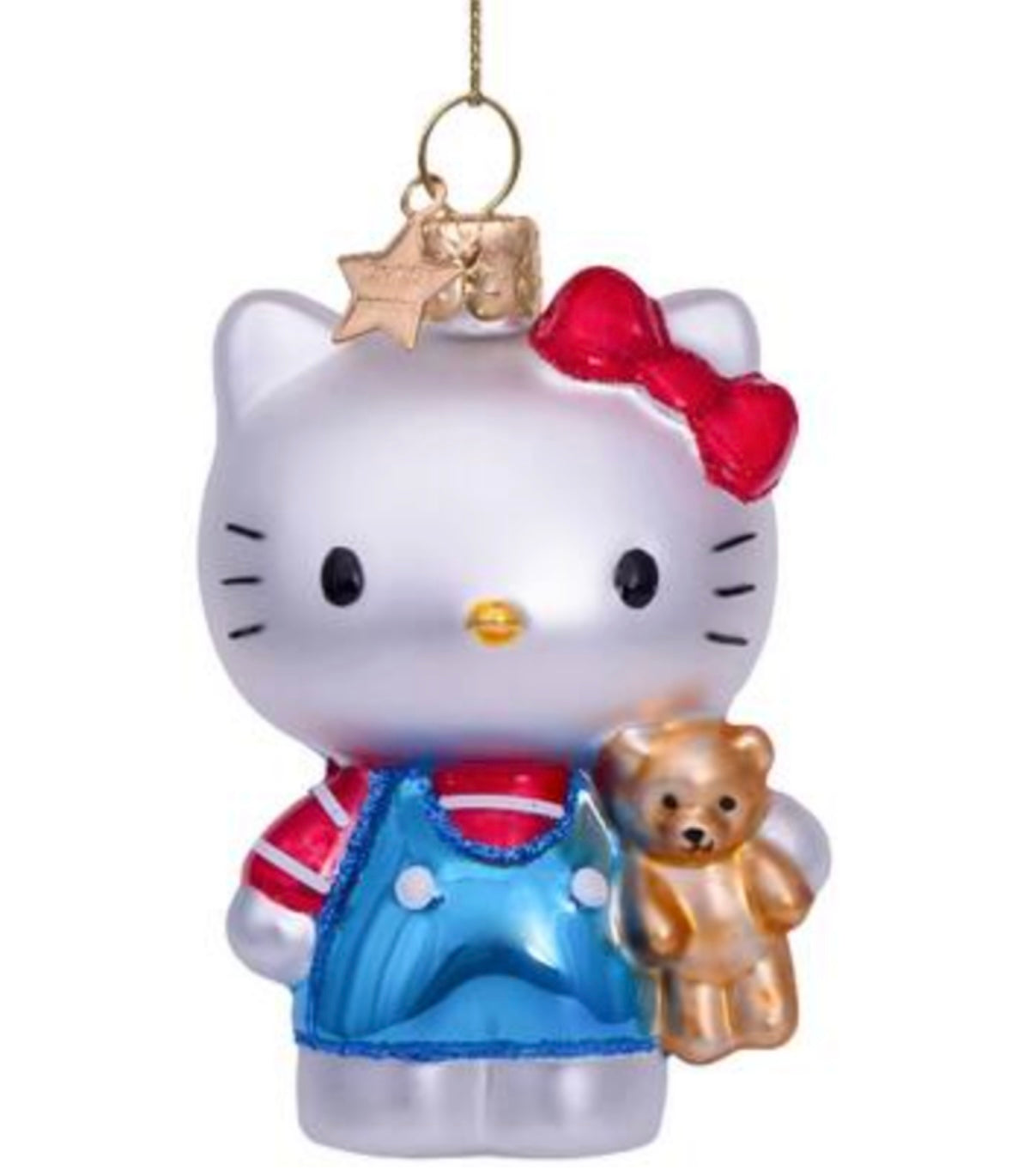 Ornament glass Hello Kitty blue w/bear