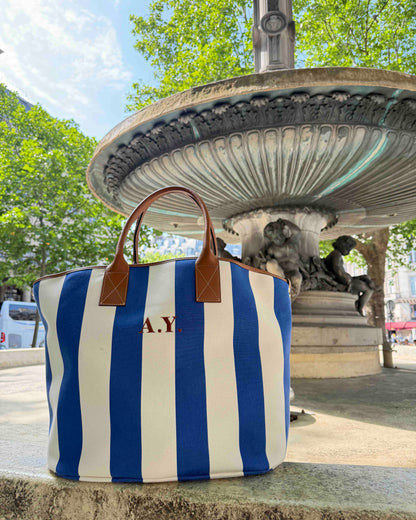 Hand Bag -Cobalt stripe-