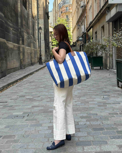 Hand Bag -Cobalt stripe-