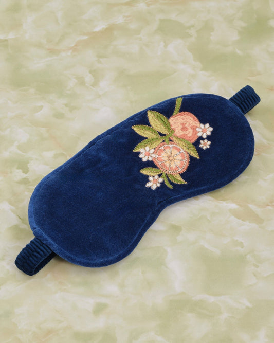 Orange Blossom Cobalt Velvet Eye Mask