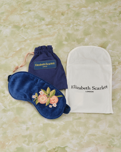 Orange Blossom Cobalt Velvet Eye Mask