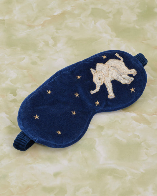 Baby Elephant Conservation Navy Velvet Eye Mask