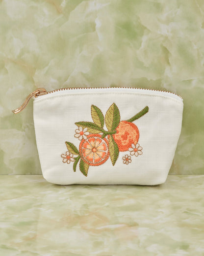 Oranges Blossom White Cotton Coin Purse
