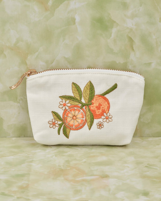 Oranges Blossom White Cotton Coin Purse