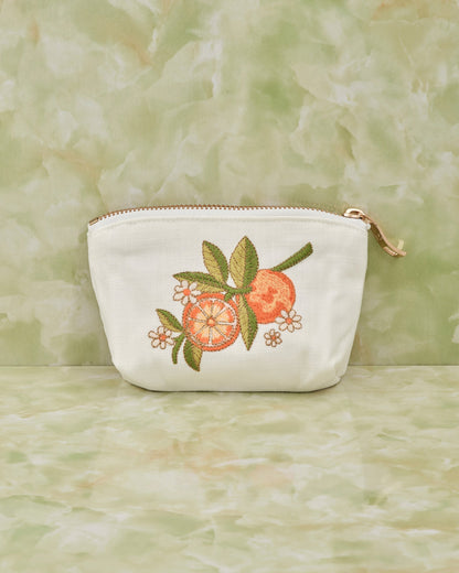 Oranges Blossom White Cotton Coin Purse