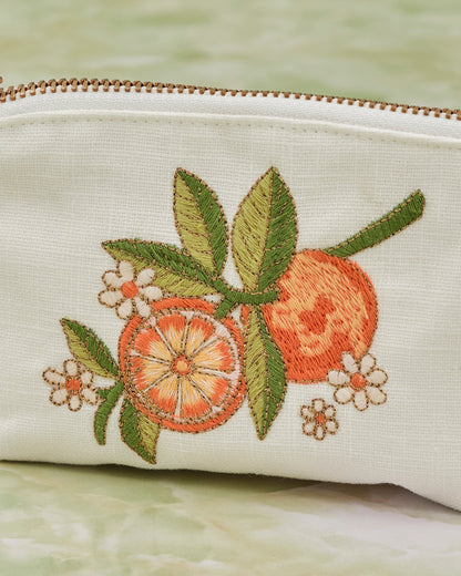 Oranges Blossom White Cotton Coin Purse