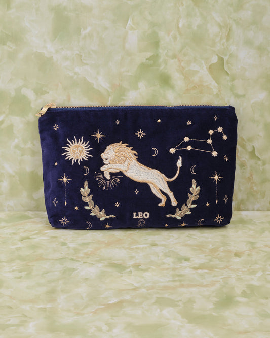 Leo Navy Velvet Everyday Pouch