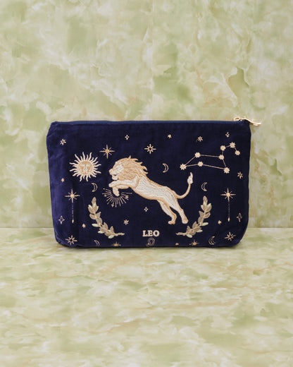 Leo Navy Velvet Everyday Pouch