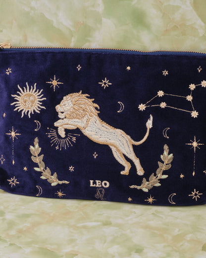 Leo Navy Velvet Everyday Pouch