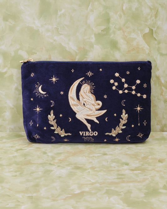 Virgo Navy Velvet Everyday Pouch
