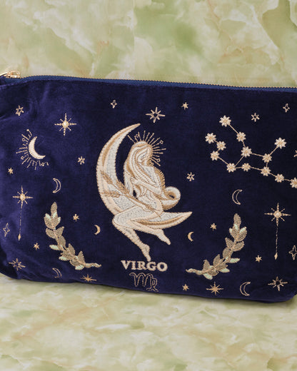 Virgo Navy Velvet Everyday Pouch