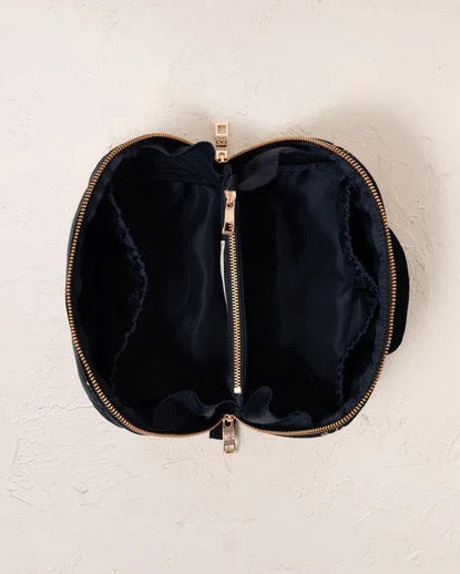 Honey Bee Charcoal Velvet Open Flat Makeup Bag