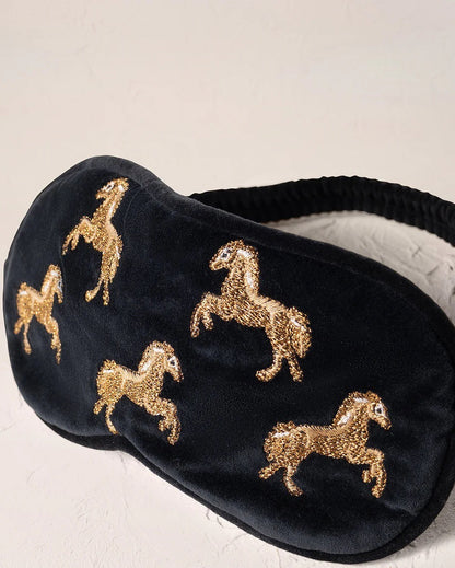 Wild Horses Velvet Eye Mask -Charcoal