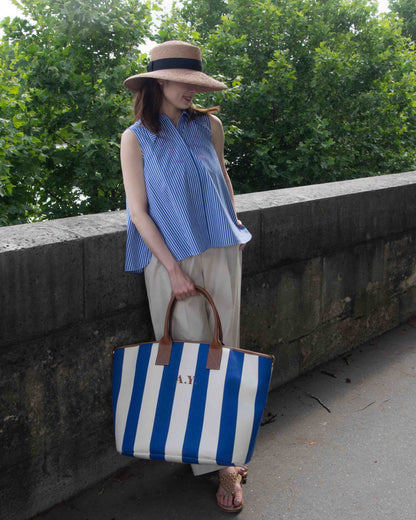 Hand Bag -Cobalt stripe-