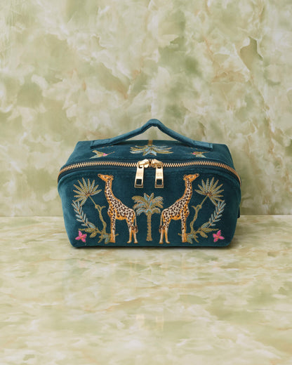 Rich Blue Makeup Bag -Giraffe-