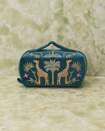 Rich Blue Makeup Bag -Giraffe-