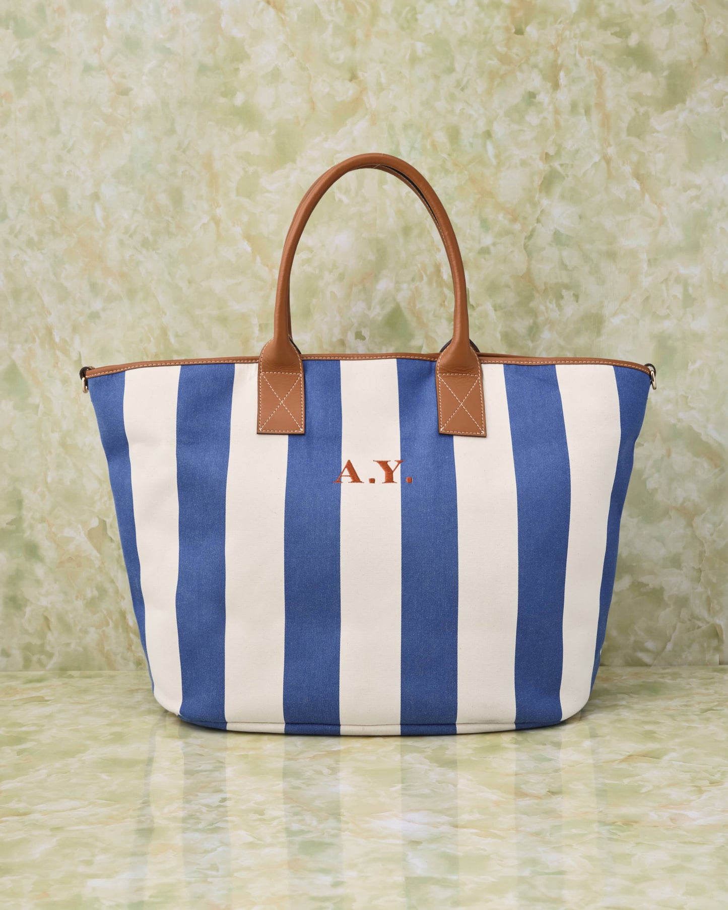 Hand Bag -Cobalt stripe-