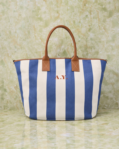 Hand Bag -Cobalt stripe-