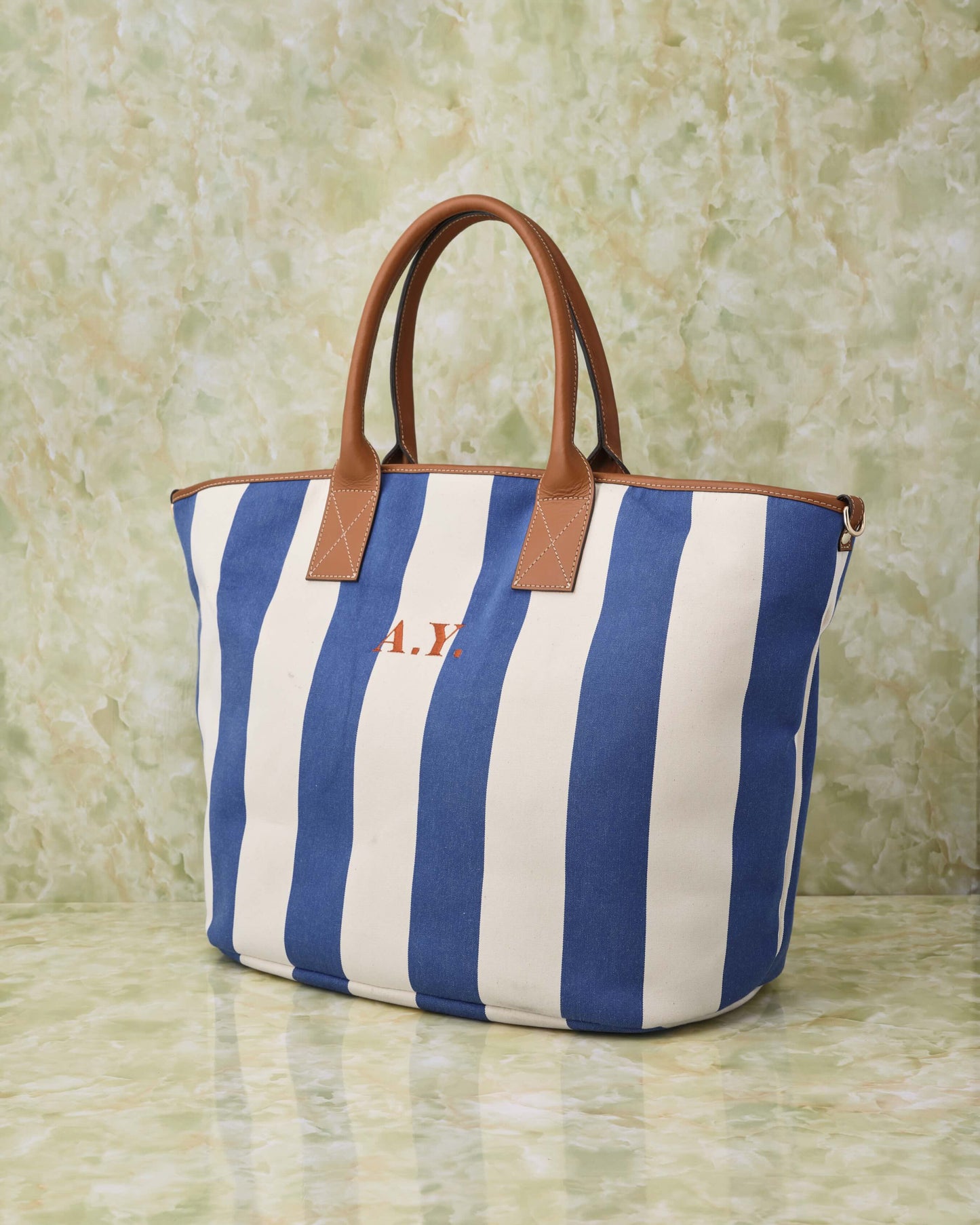 Hand Bag -Cobalt stripe-